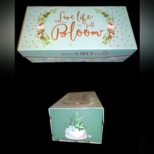 Live Life In Full Bloom, Green Vibes Only plant box or storage box, new